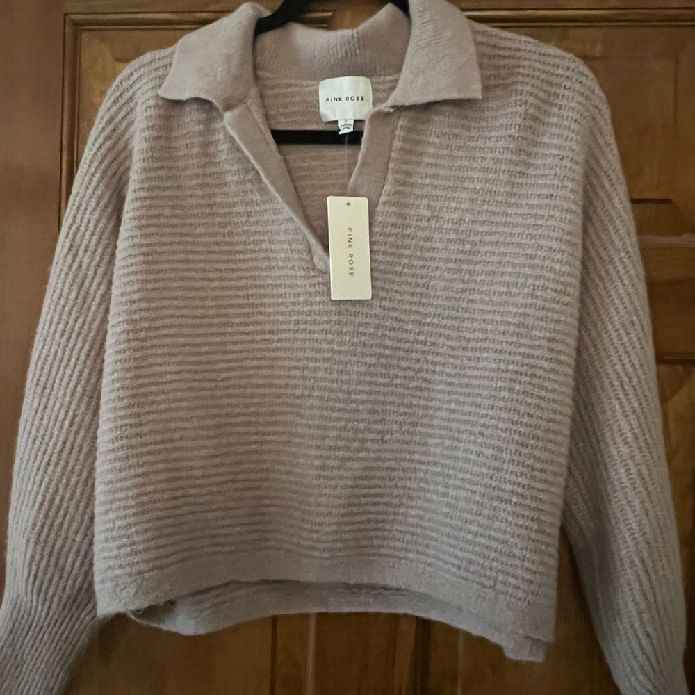 Pink Rose L purple crop sweater